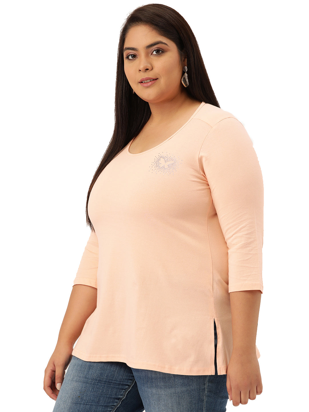 Cotton Knitted Embellished T-shirt