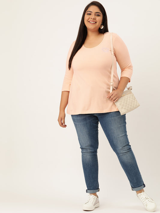 Cotton Knitted Embellished T-shirt