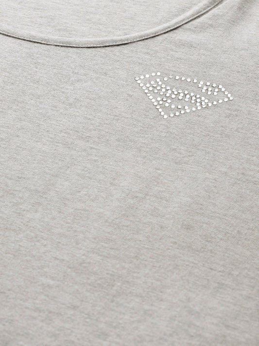 Cotton Knitted Embellished T-shirt