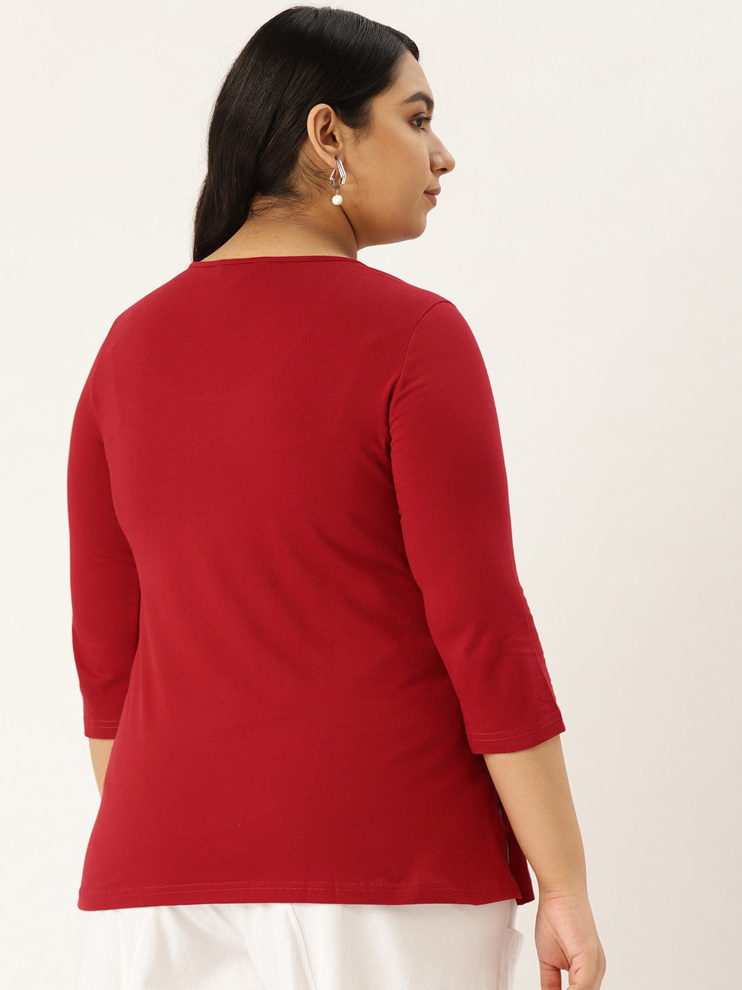 Cotton Knitted Embellished T-shirt