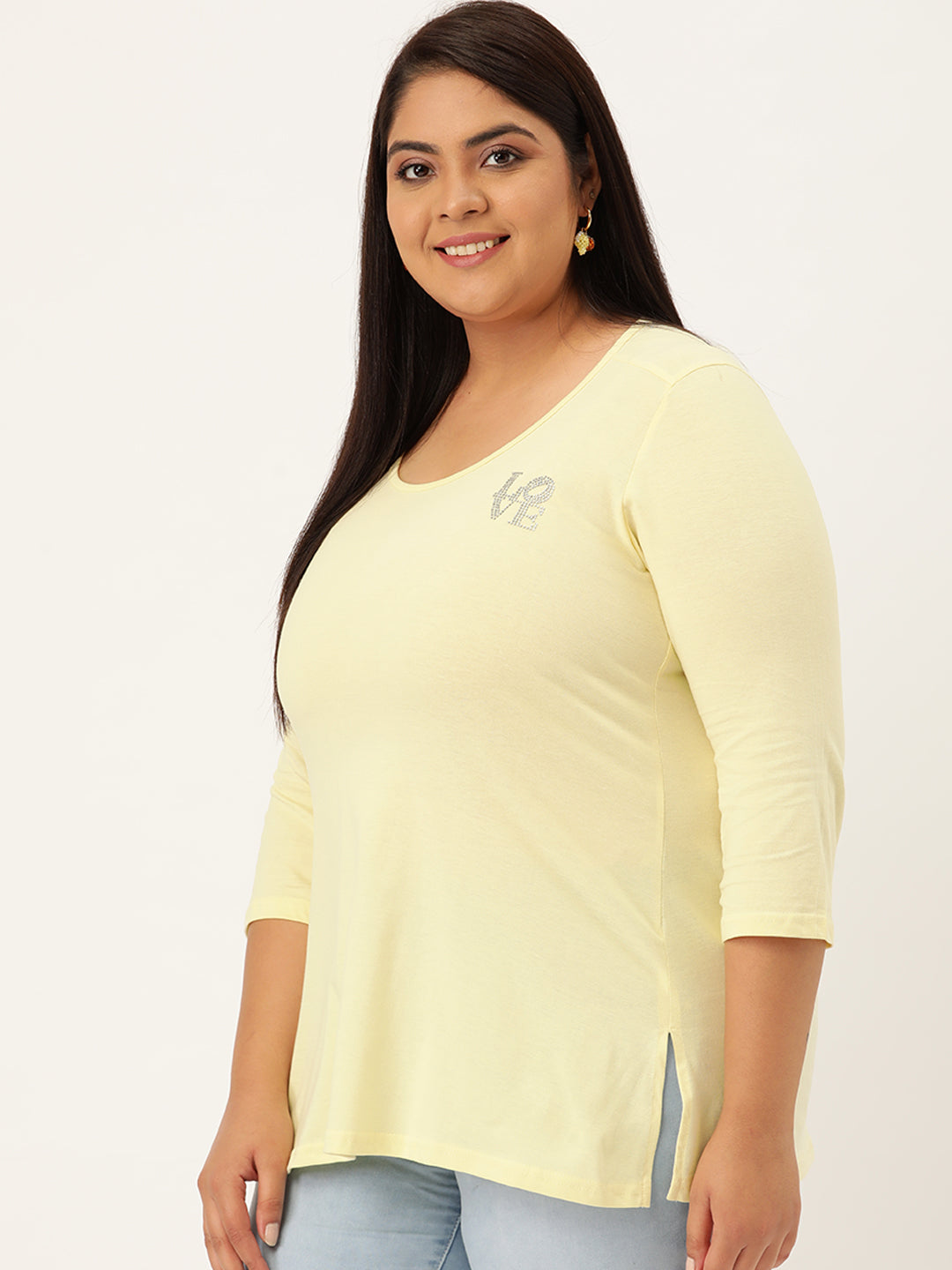 Cotton Knitted Embellished T-shirt