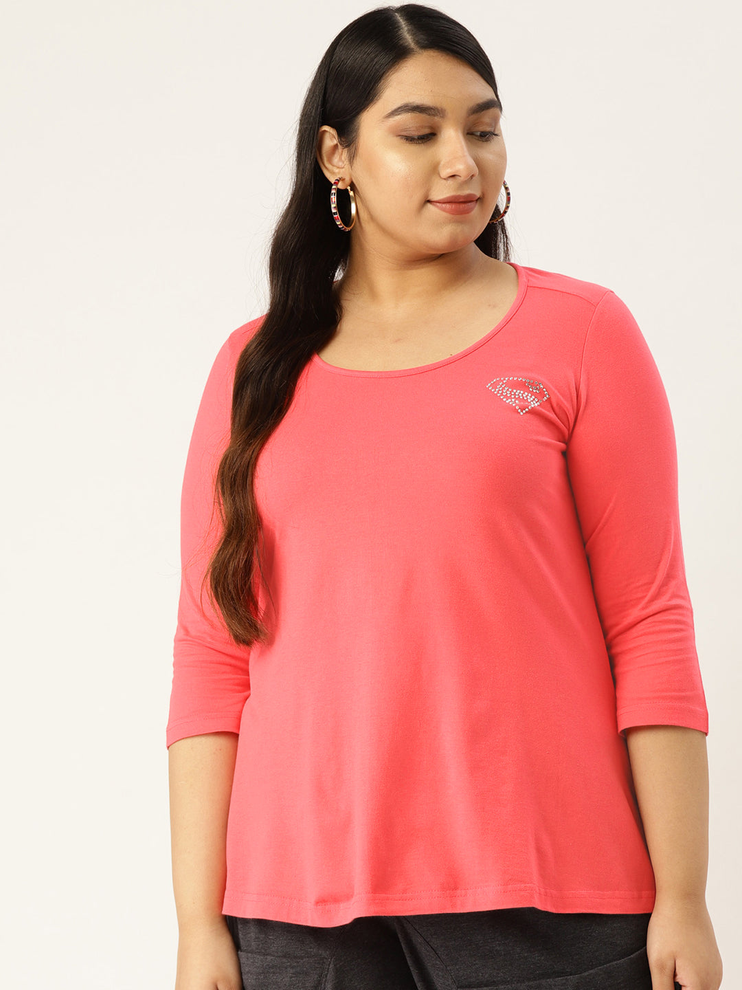 Cotton Knitted Embellished T-shirt