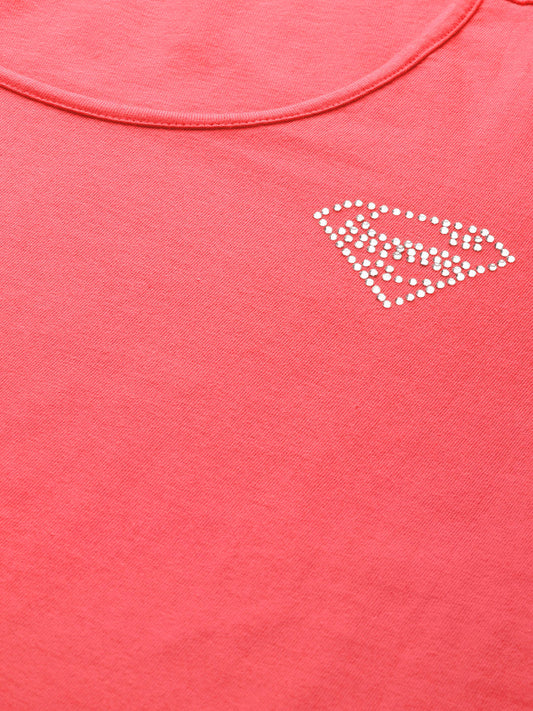 Cotton Knitted Embellished T-shirt