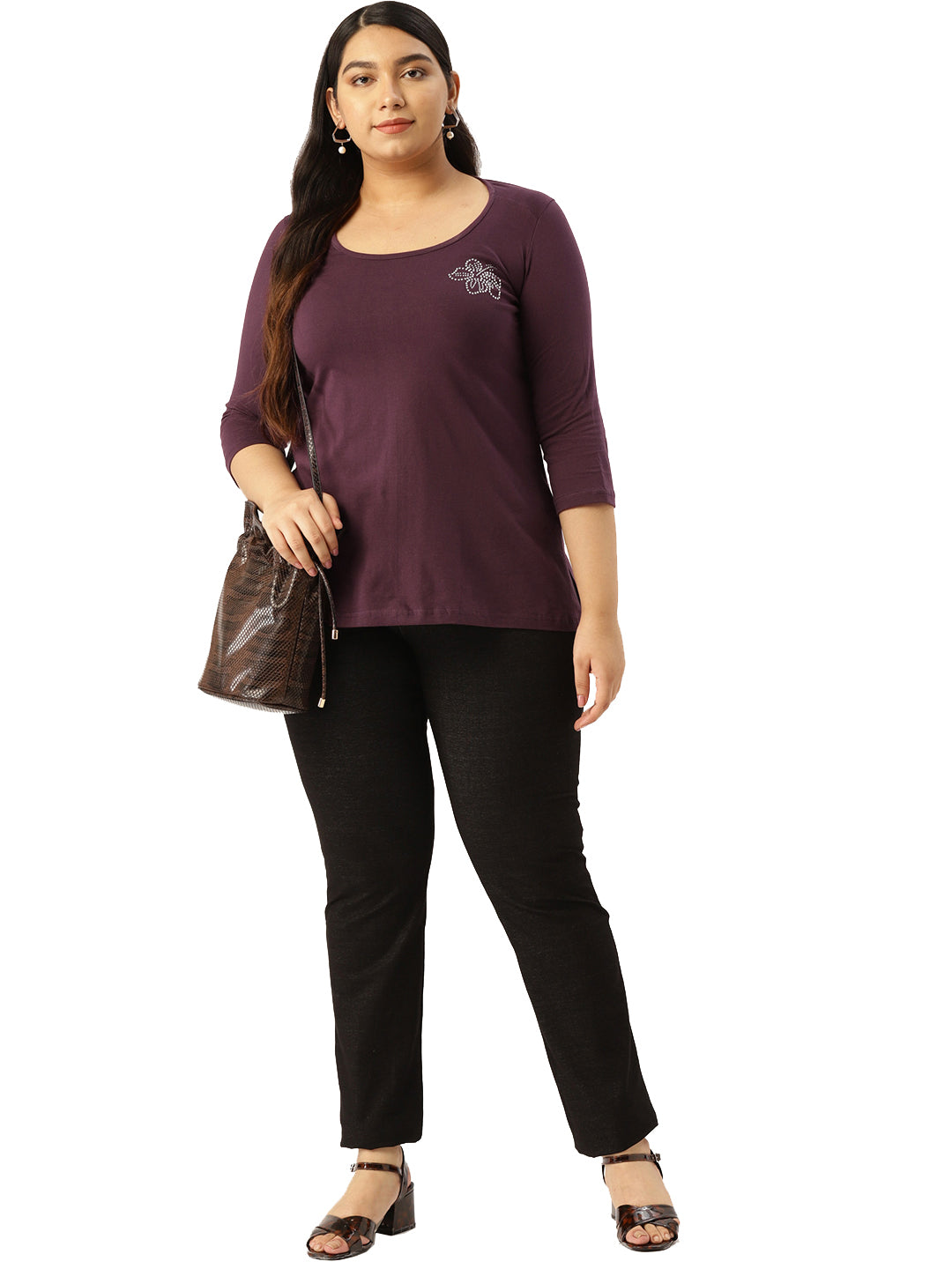 Cotton Knitted Embellished T-shirt