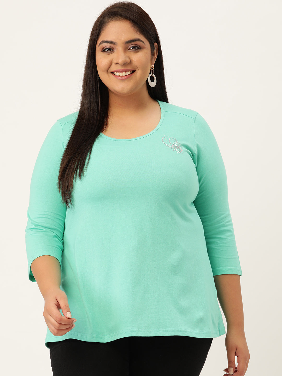 Cotton Knitted Embellished T-shirt