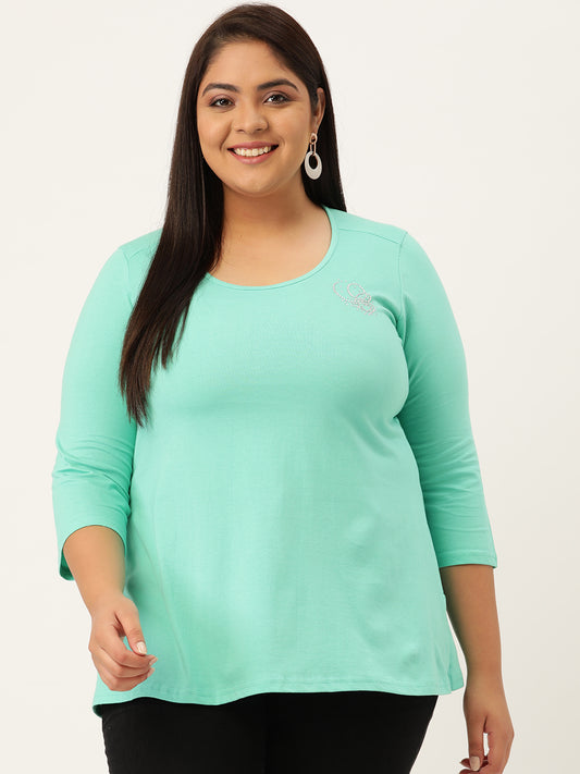 Cotton Knitted Embellished T-shirt