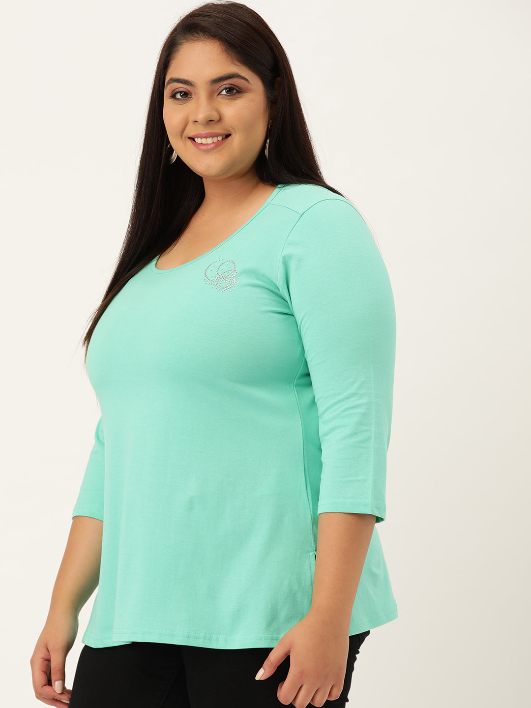 Cotton Knitted Embellished T-shirt
