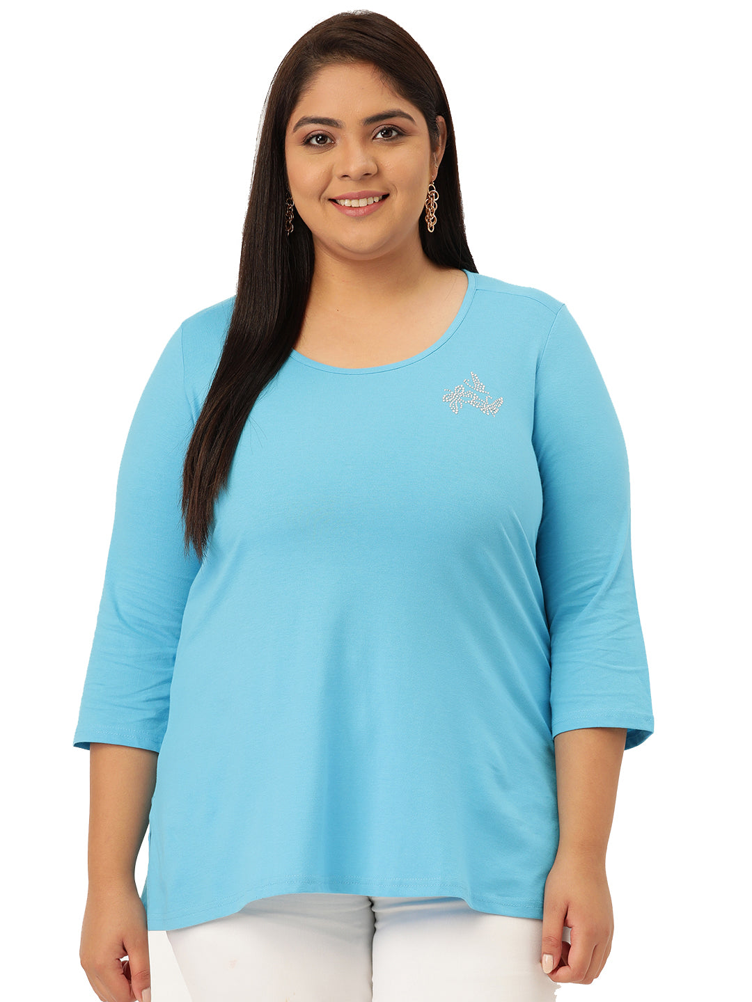 Cotton Knitted Embellished T-shirt