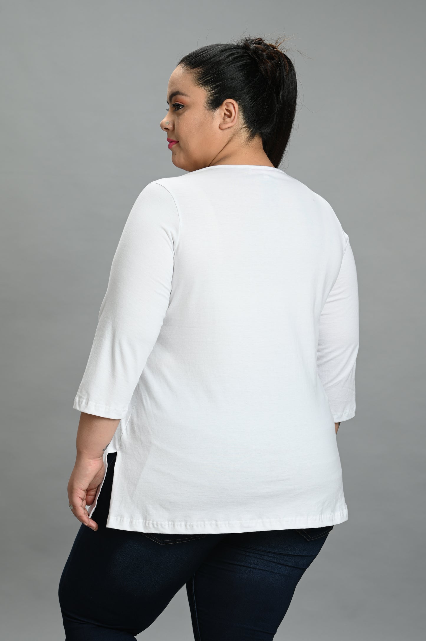 Cotton Knitted Embellished T-shirt