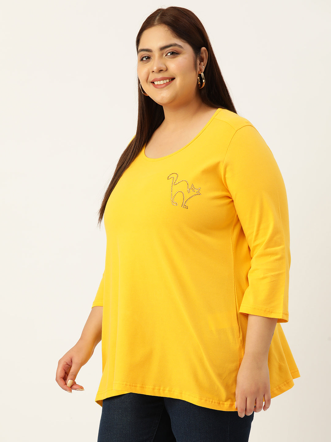 Cotton Knitted Embellished T-shirt
