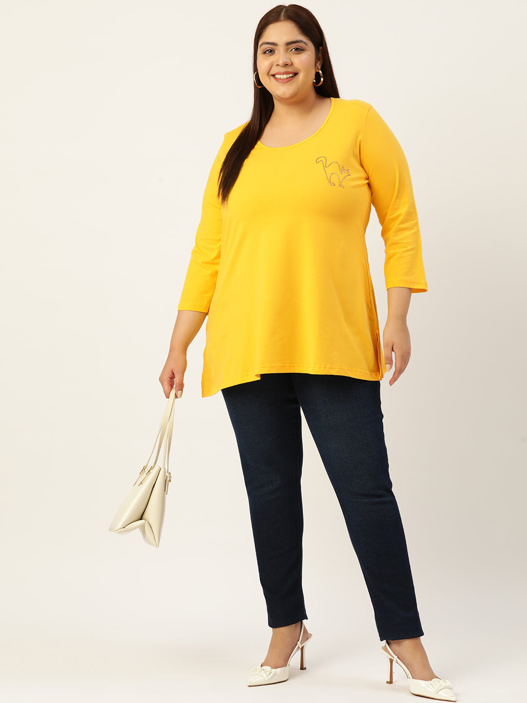 Cotton Knitted Embellished T-shirt