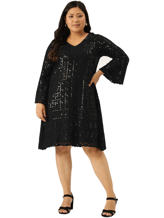 Women Plus Size Embellished A-Line Dress