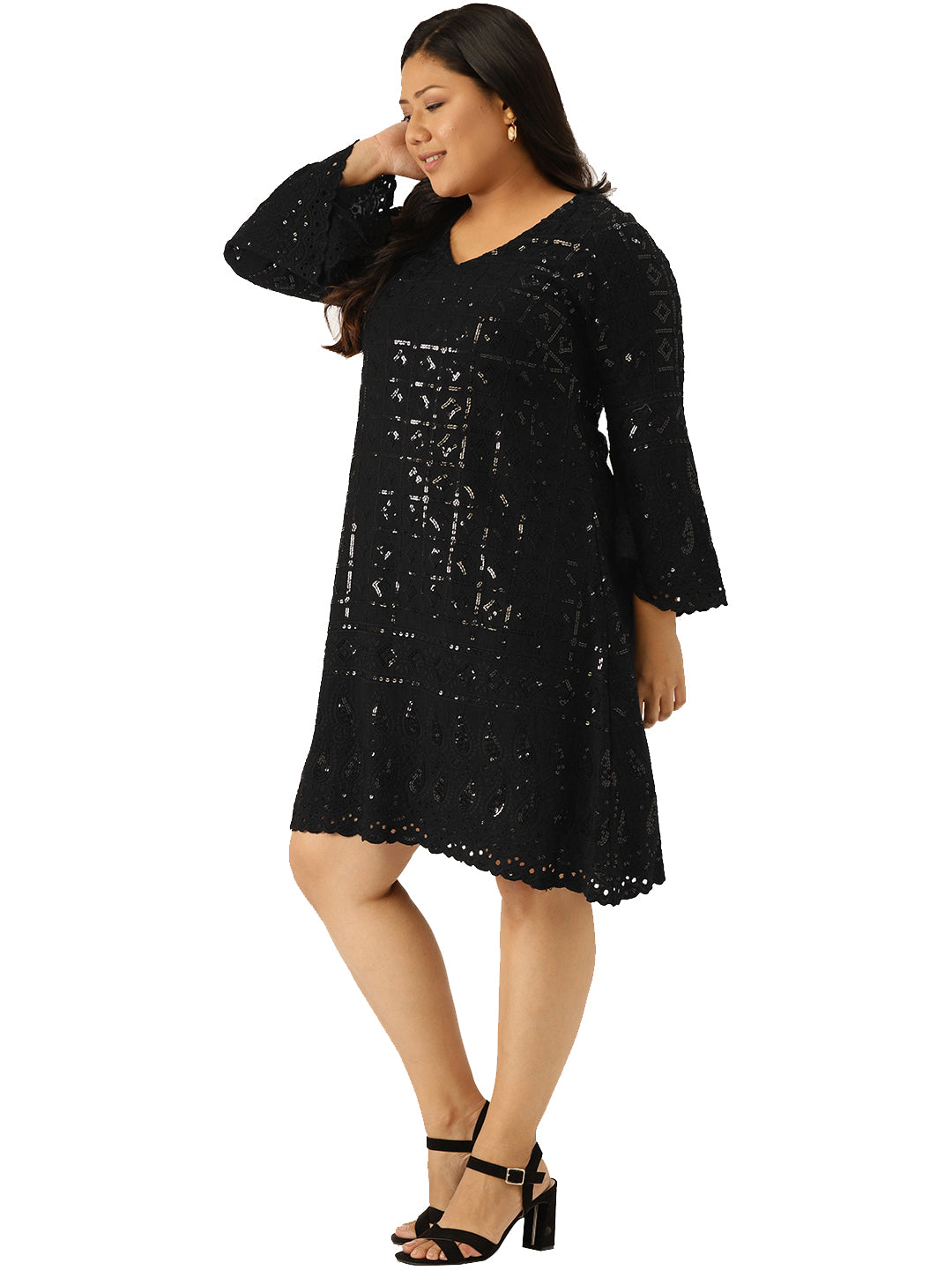 Women Plus Size Embellished A-Line Dress