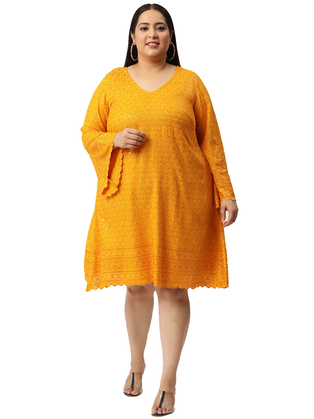 Women Plus Size Embellished A-Line Dress