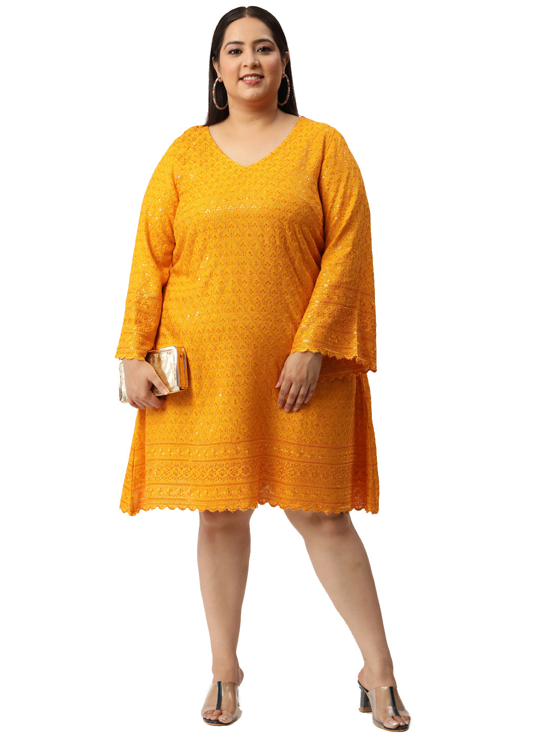 Women Plus Size Embellished A-Line Dress