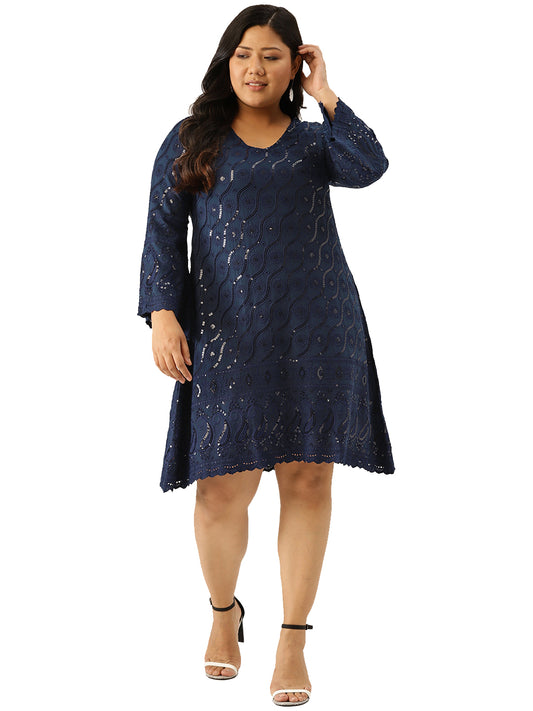 Women Plus Size Embellished A-Line Dress