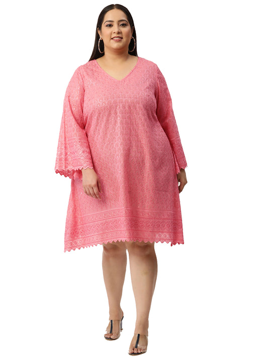 Women Plus Size Embellished A-Line Dress