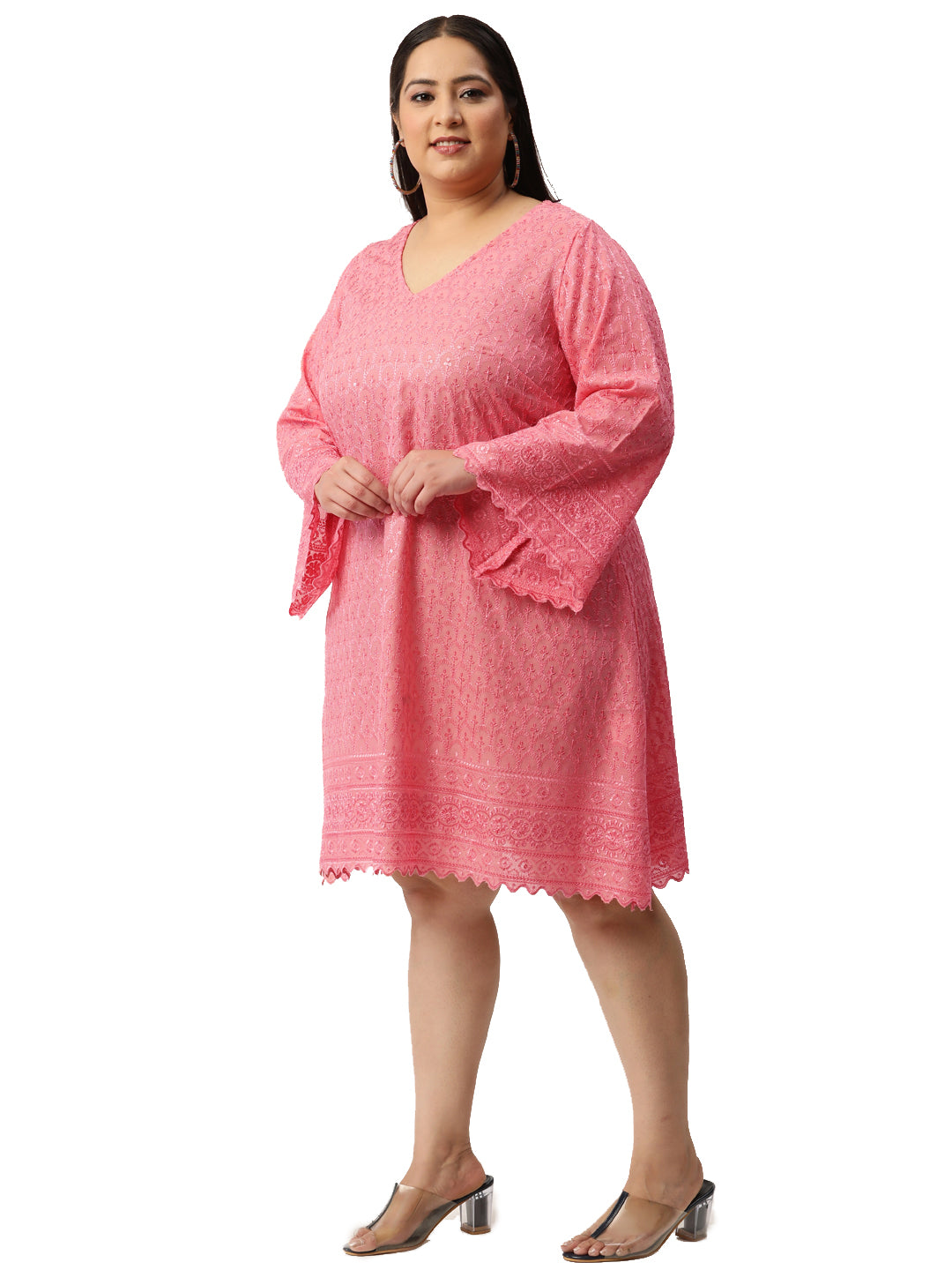 Women Plus Size Embellished A-Line Dress