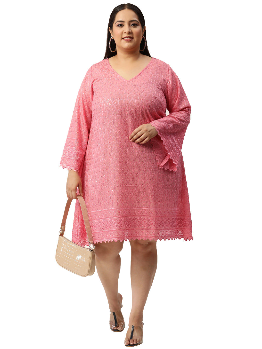 Women Plus Size Embellished A-Line Dress