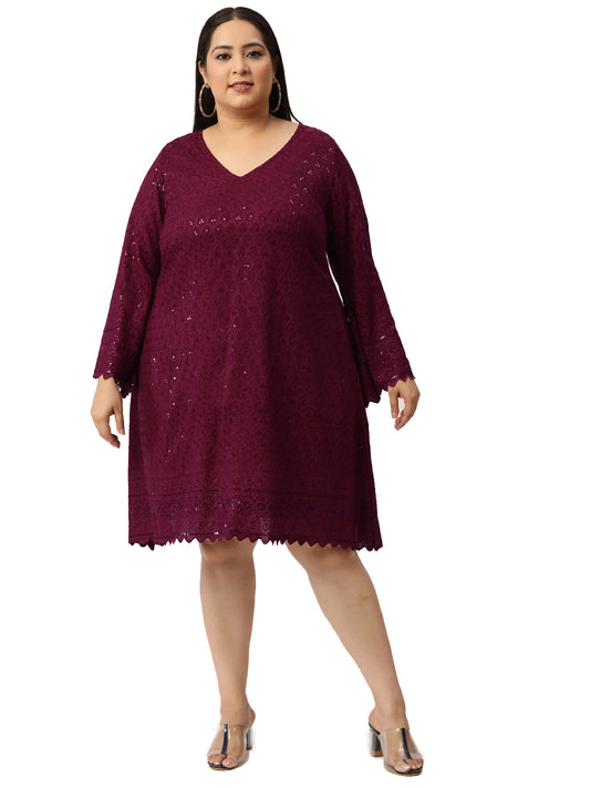 Women Plus Size Embellished A-Line Dress