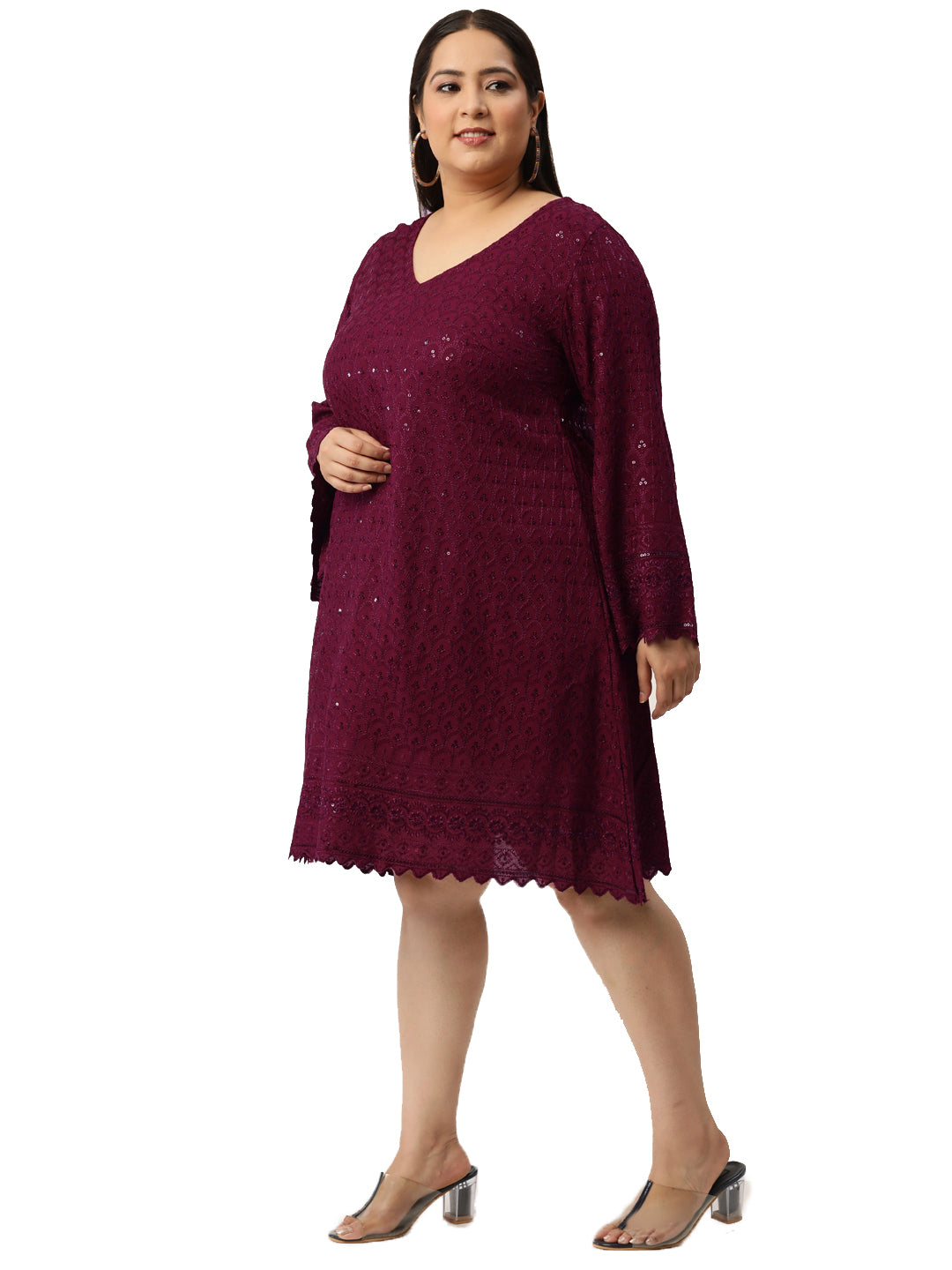 Women Plus Size Embellished A-Line Dress