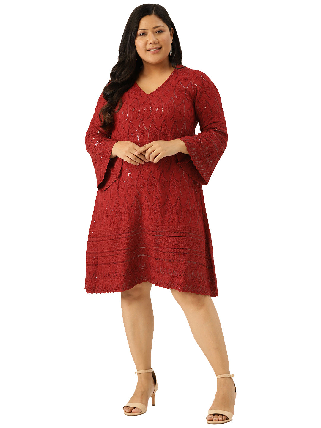 Women Plus Size Embellished A-Line Dress