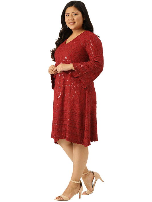 Women Plus Size Embellished A-Line Dress