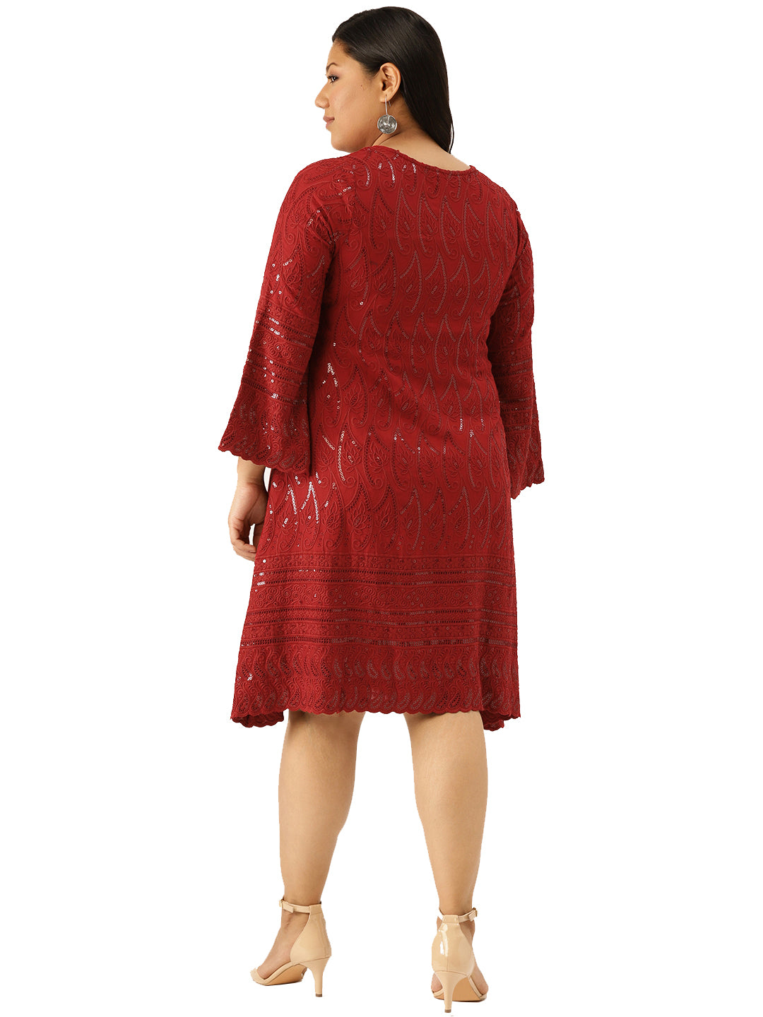 Women Plus Size Embellished A-Line Dress
