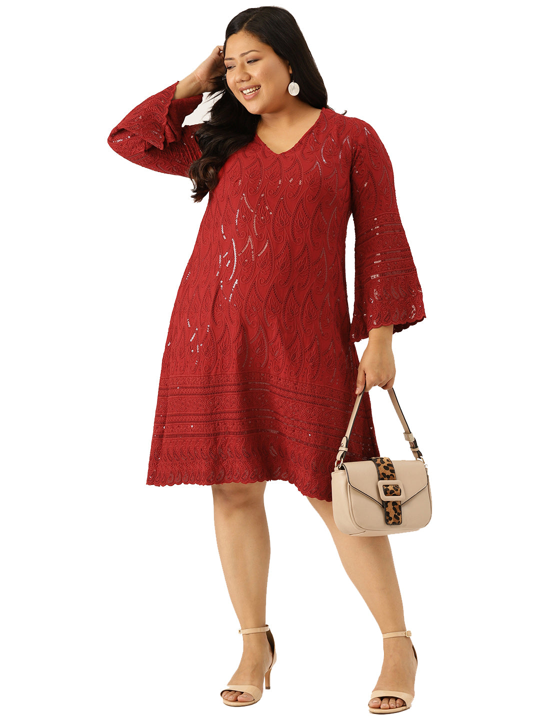 Women Plus Size Embellished A-Line Dress