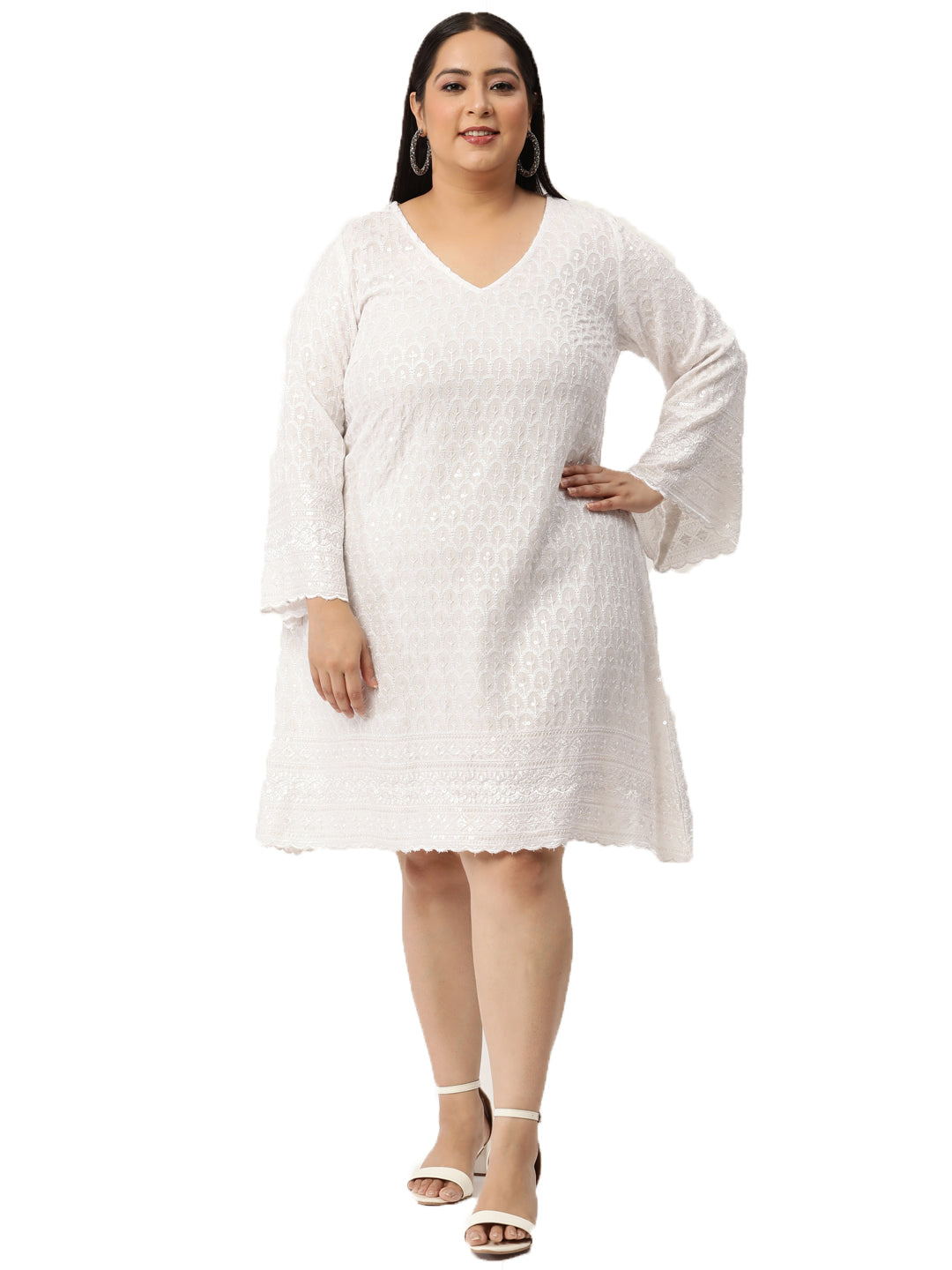Women Plus Size Embellished A-Line Dress