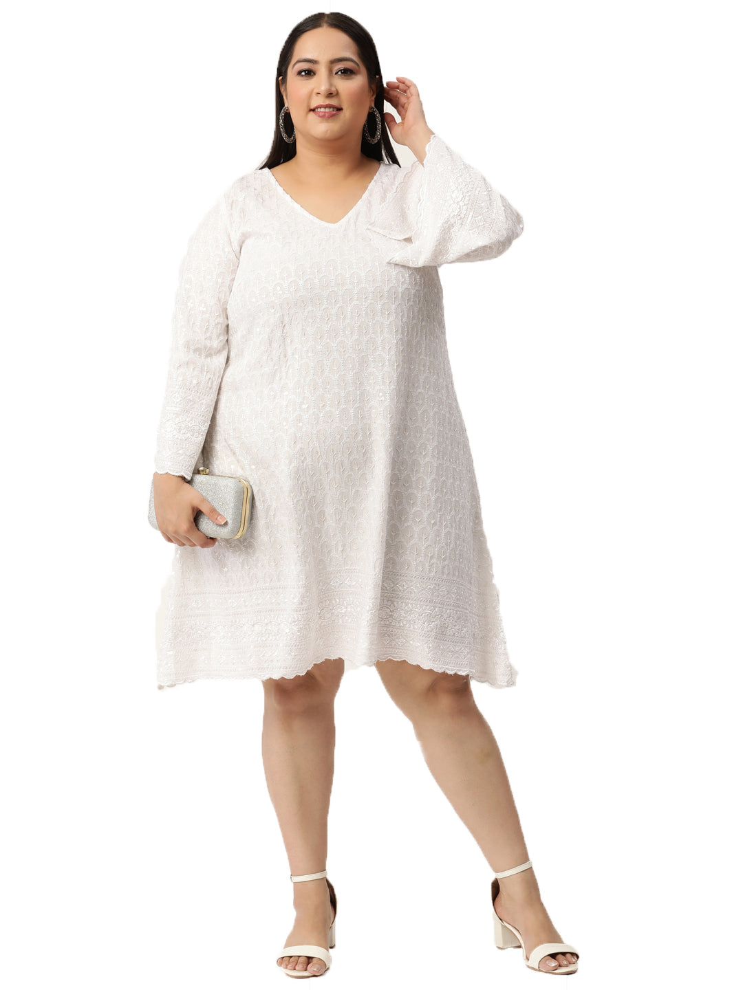 Women Plus Size Embellished A-Line Dress