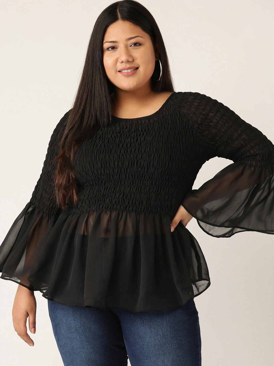 Plus Size Smocked Detail Top