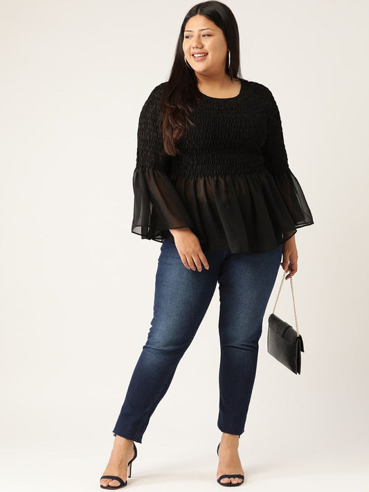 Plus Size Smocked Detail Top