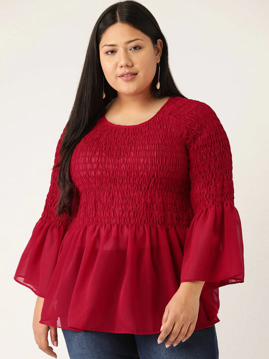 Plus Size Smocked Detail Top