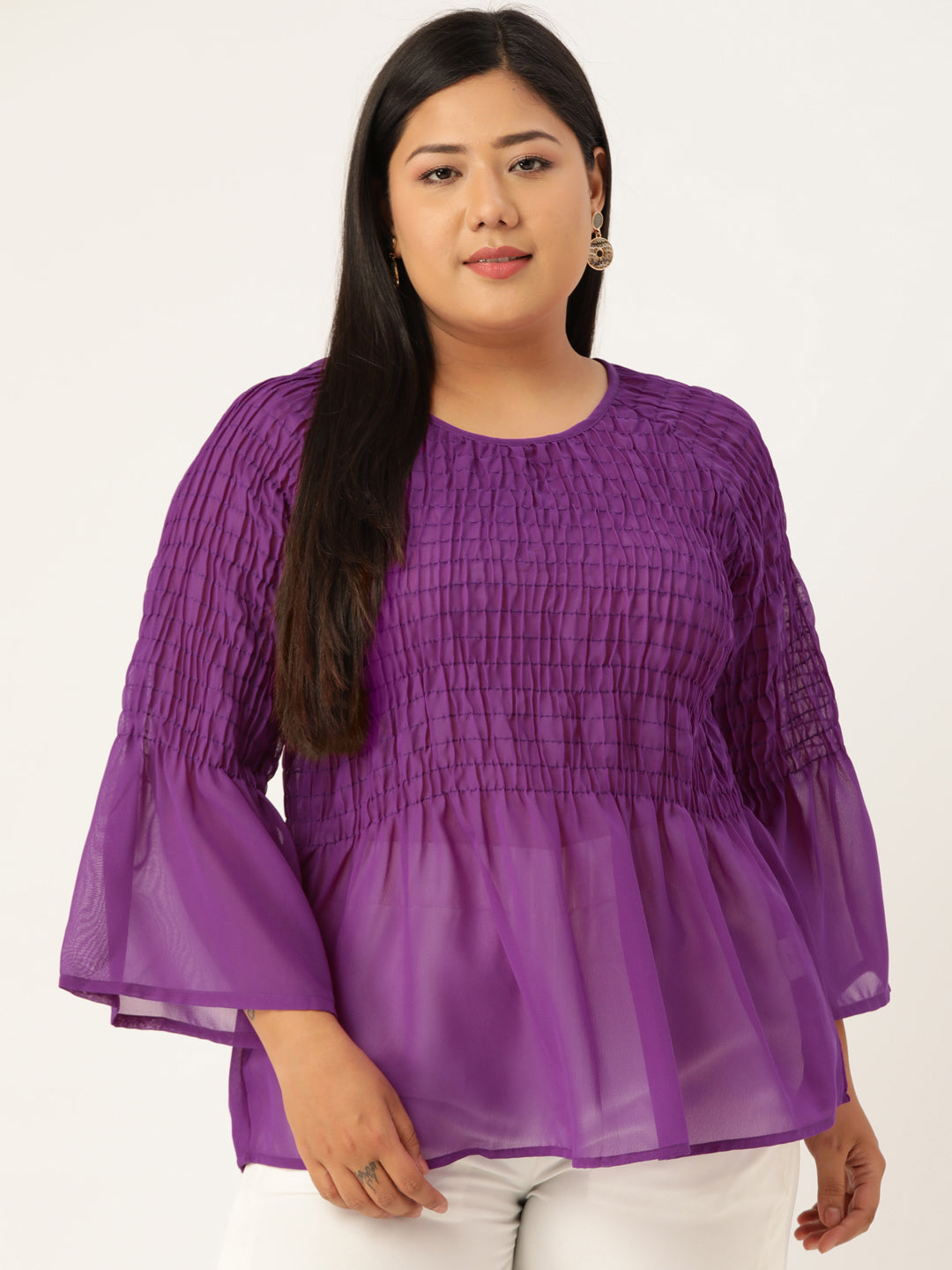 Plus Size Smocked Detail Top