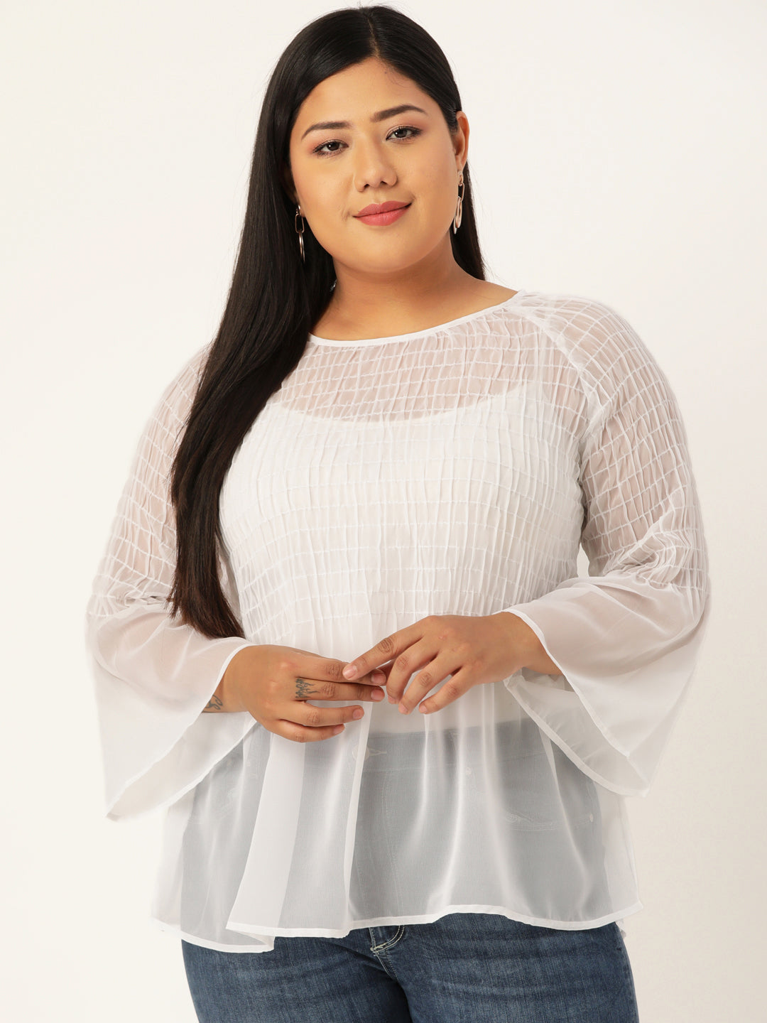 Plus Size Smocked Detail Top