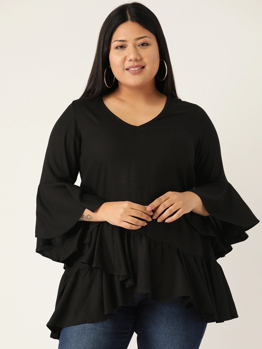 Plus Size Bell Sleeve Regular Top
