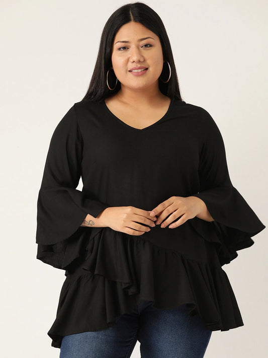 Plus Size Bell Sleeve Regular Top