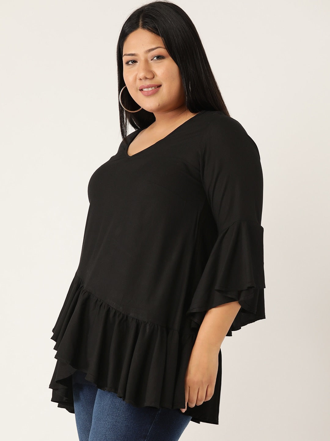 Plus Size Bell Sleeve Regular Top