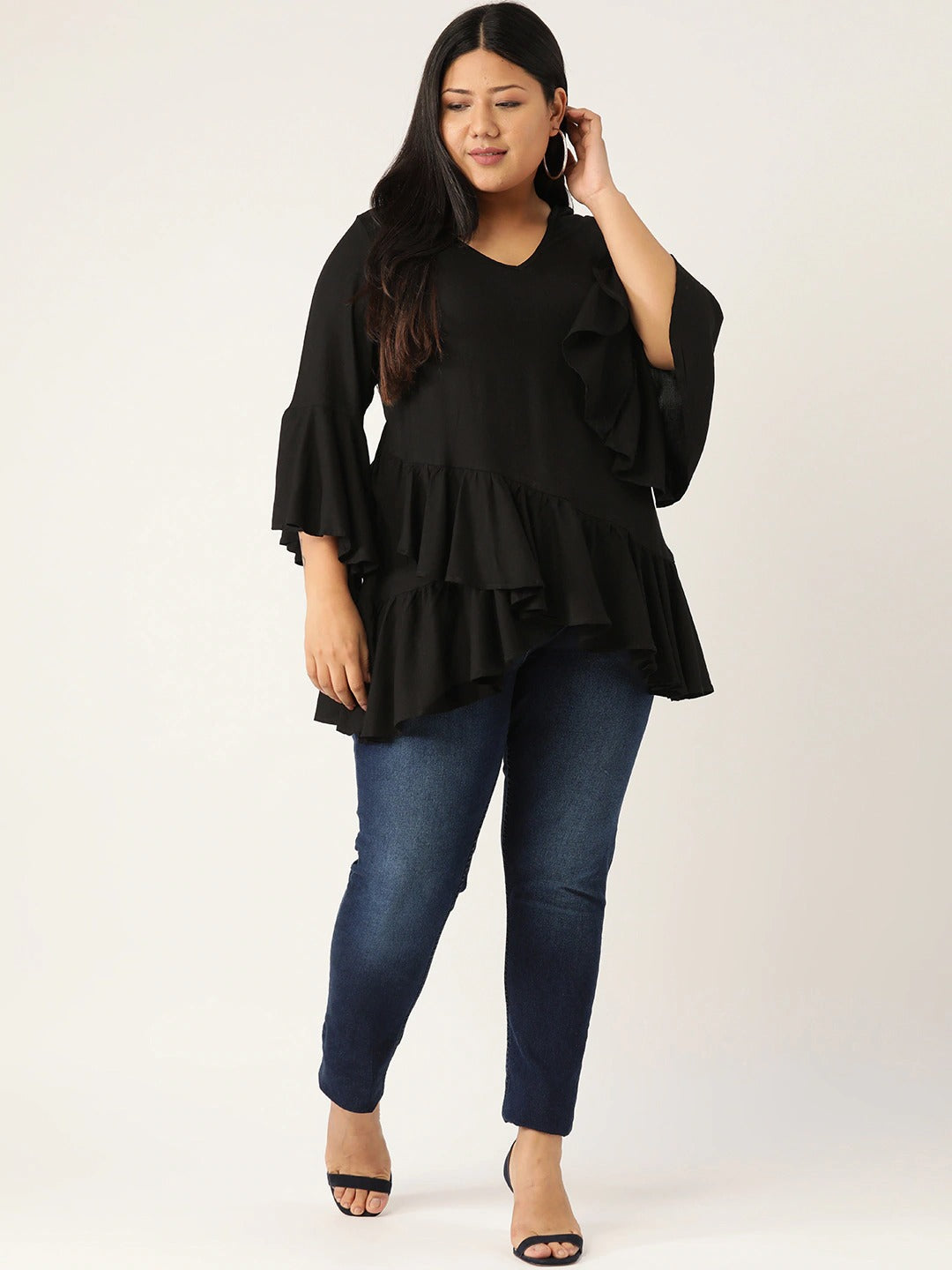 Plus Size Bell Sleeve Regular Top