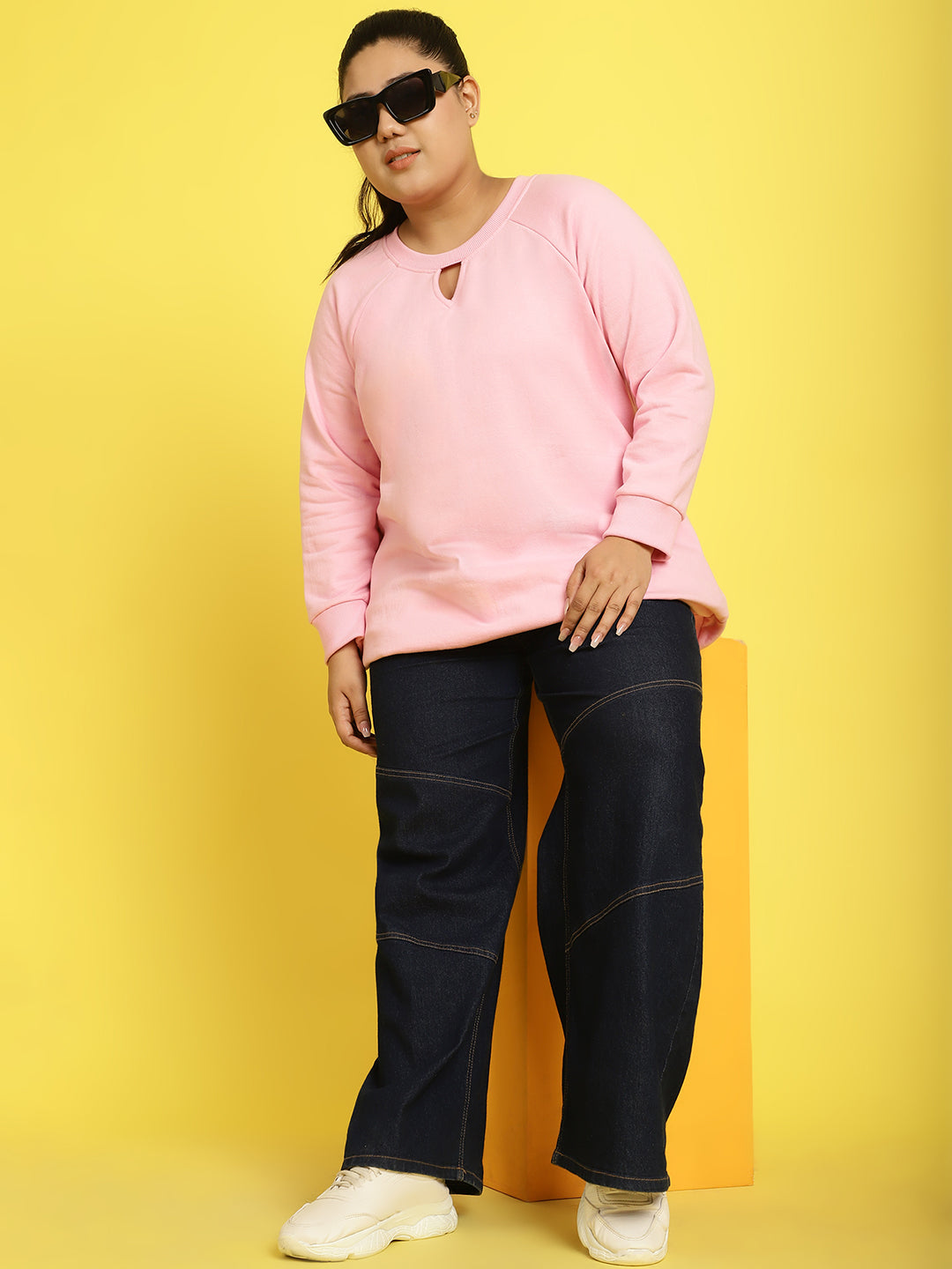 Women Plus Size Cotton Round Neck Long Sleeves Casual Sweatshirt