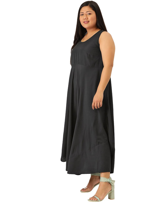 Women Plus Size Floral Printed Layered A-Line Maxi Dress