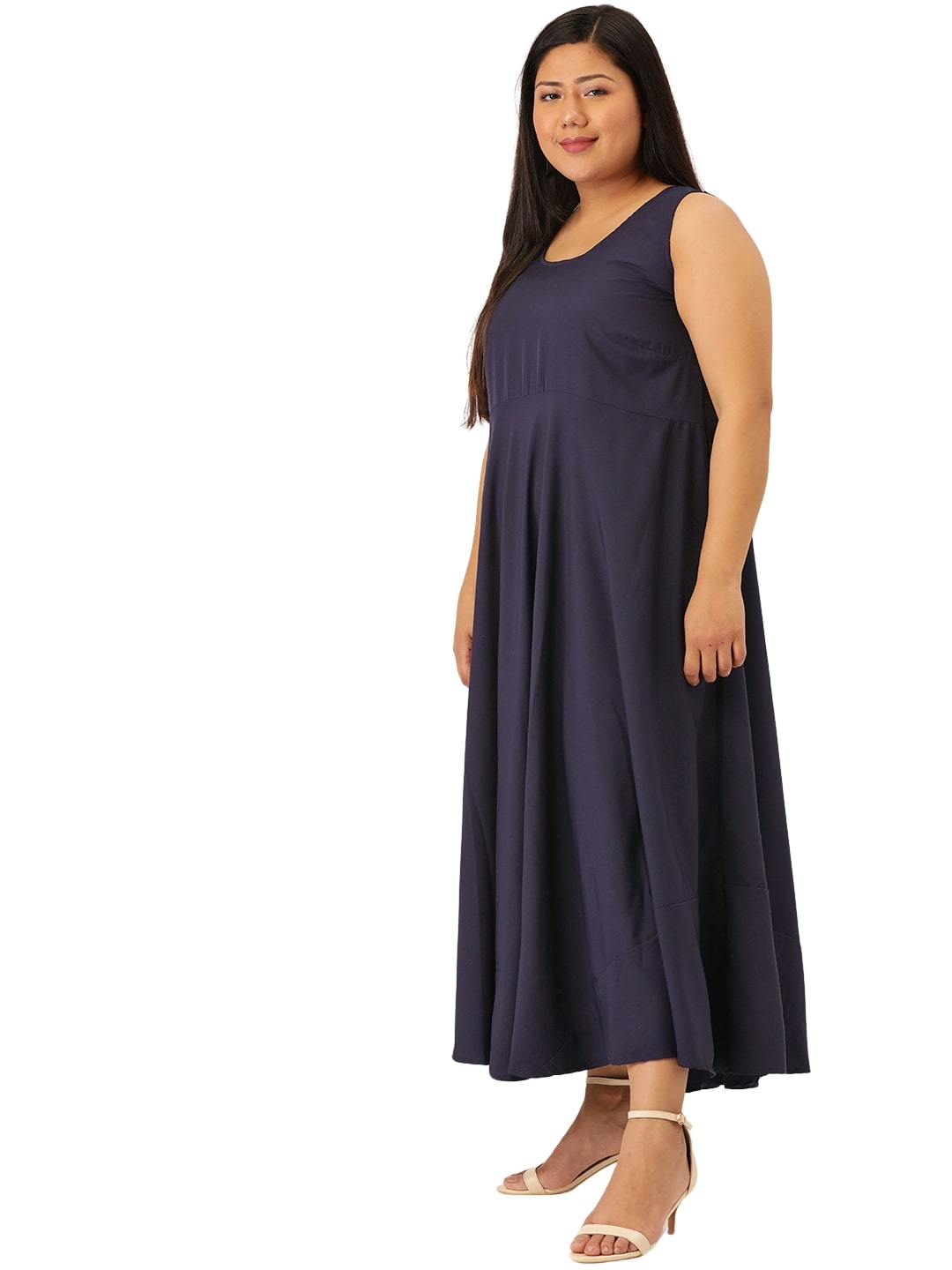 Women Plus Size Floral Printed Layered A-Line Maxi Dress
