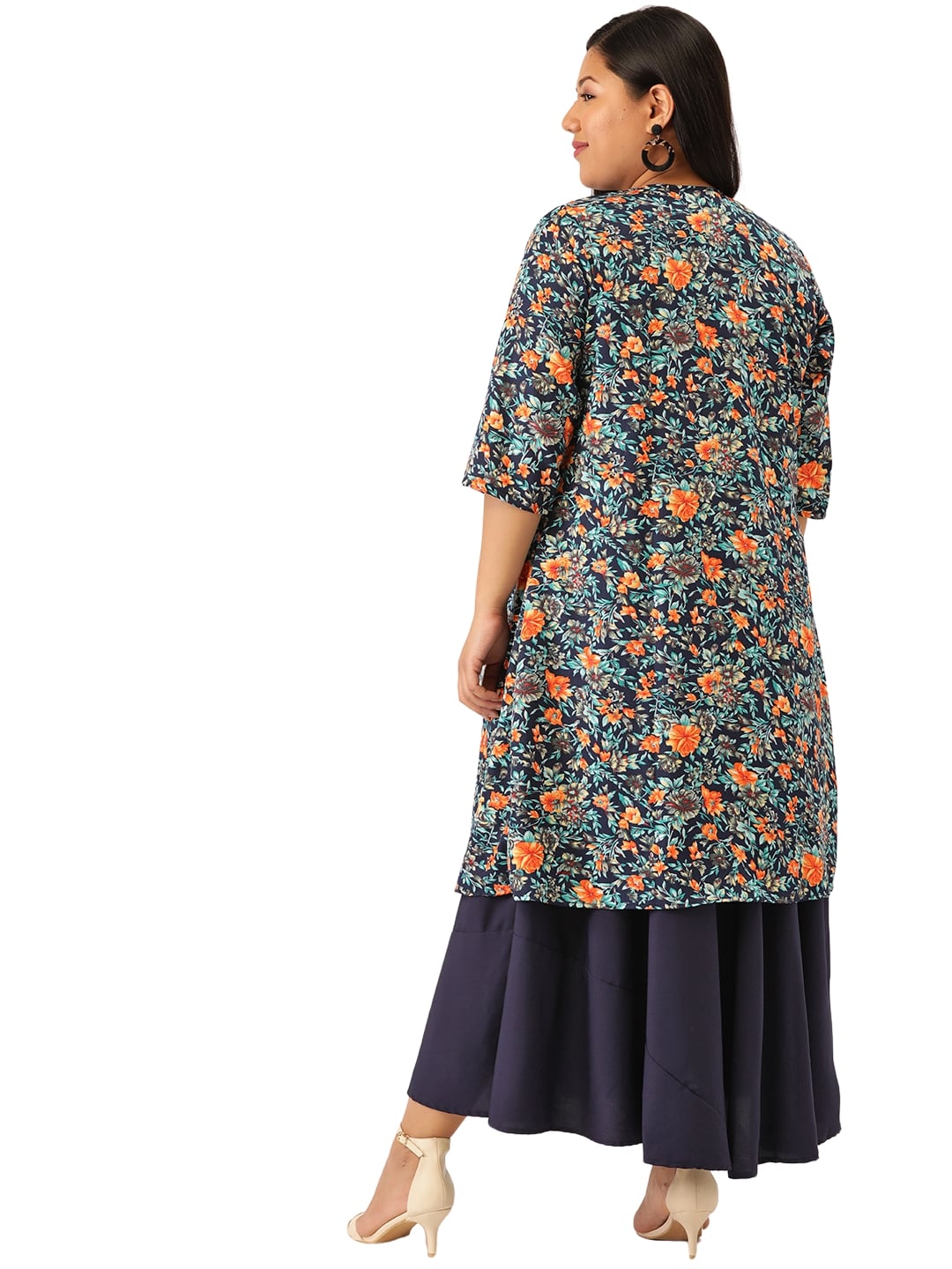 Women Plus Size Floral Printed Layered A-Line Maxi Dress