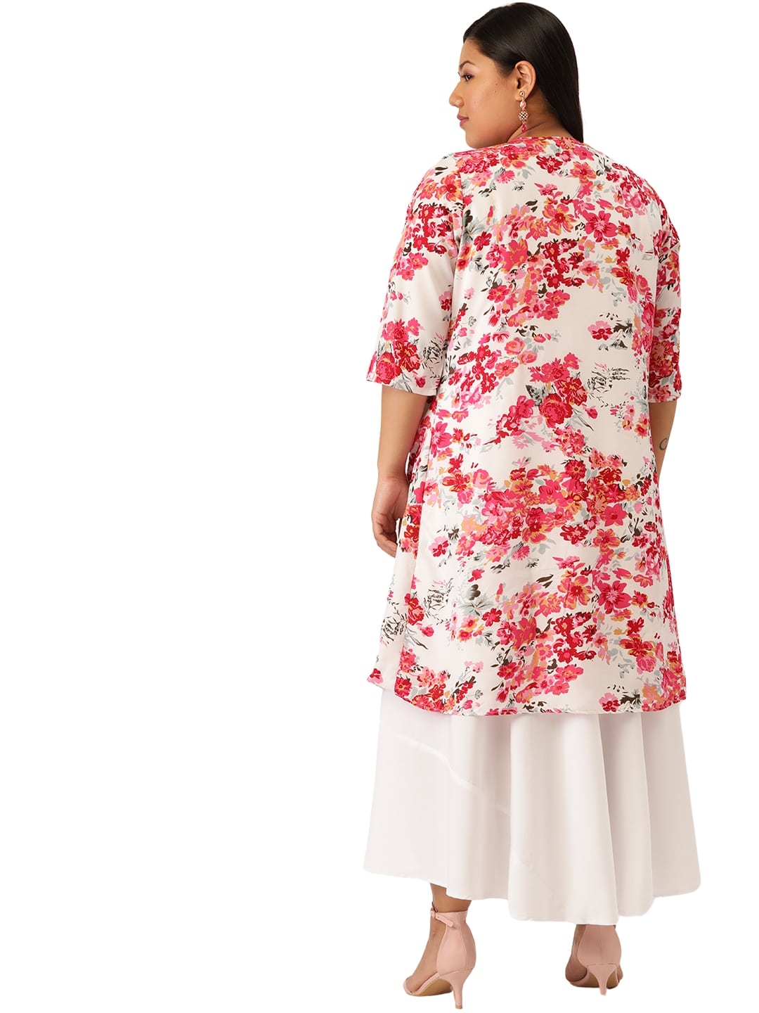 Women Plus Size Floral Printed Layered A-Line Maxi Dress