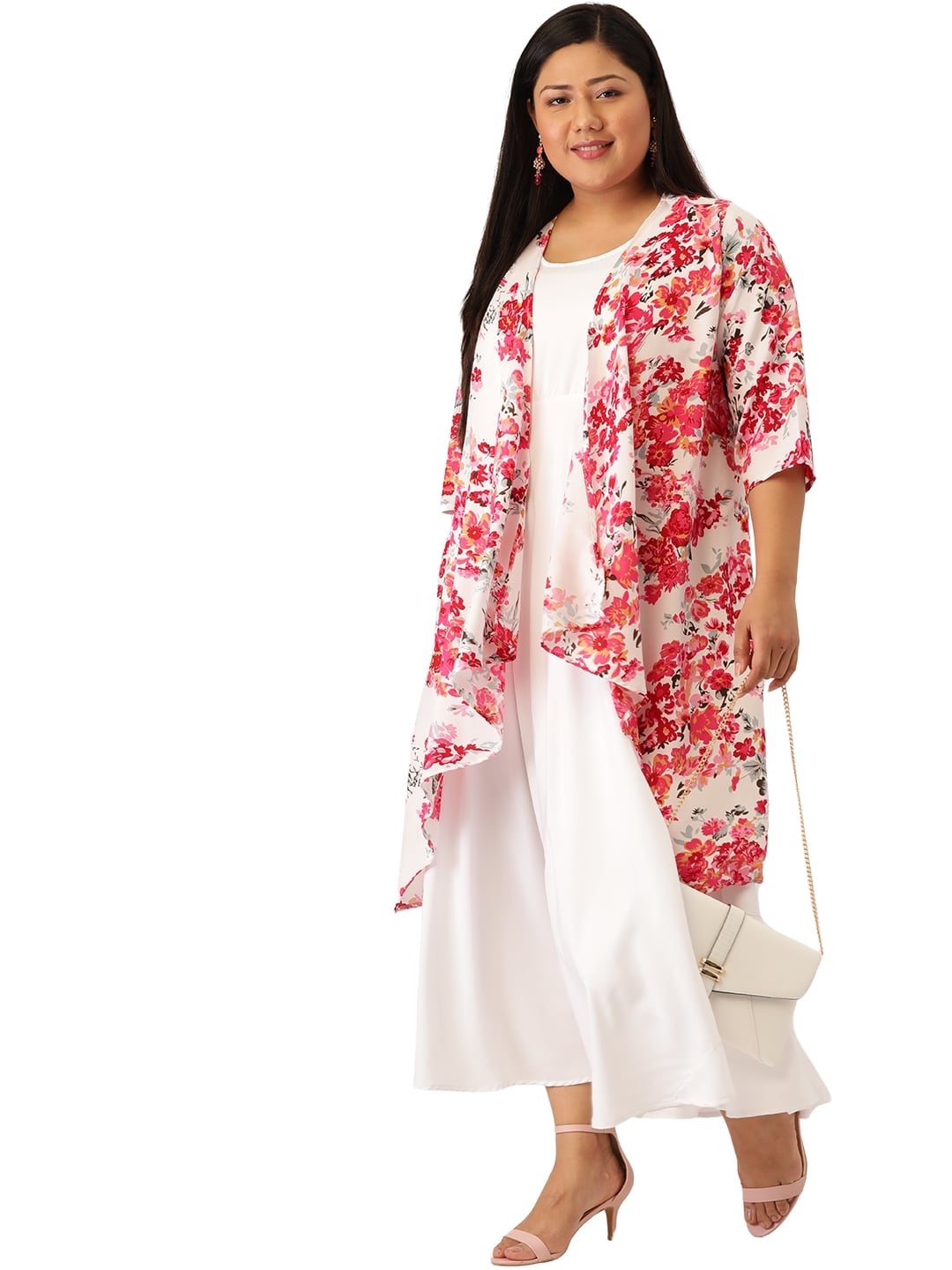 Women Plus Size Floral Printed Layered A-Line Maxi Dress