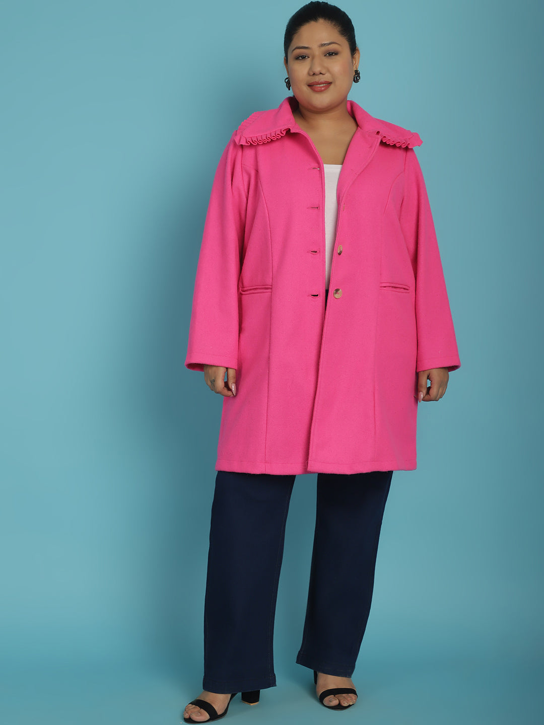 Notched Collar Single Breasted Overcoat
