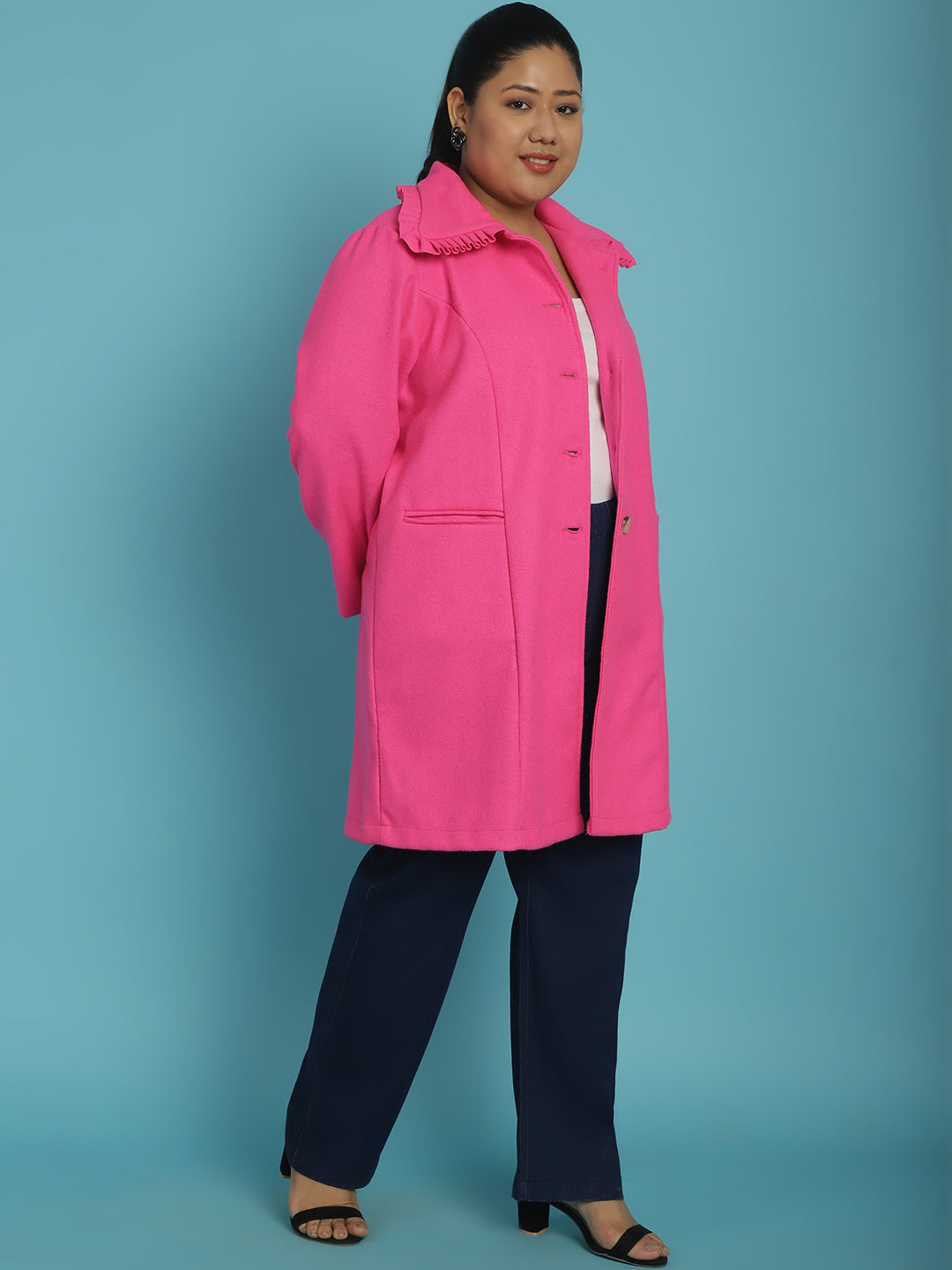 Notched Collar Single Breasted Overcoat
