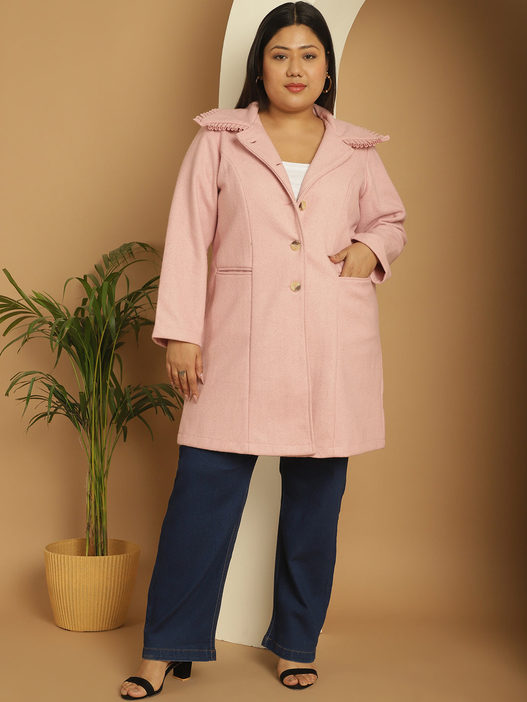 Notched Collar Single Breasted Overcoat