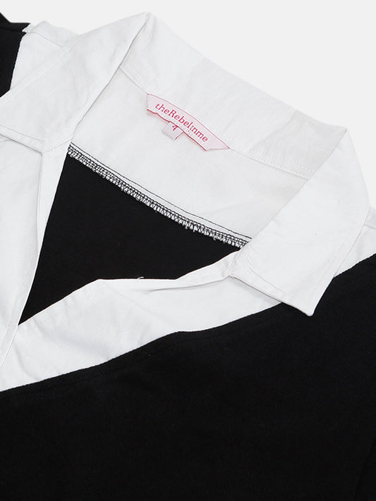 Plus Size Shirt Style Cotton Knitted Top